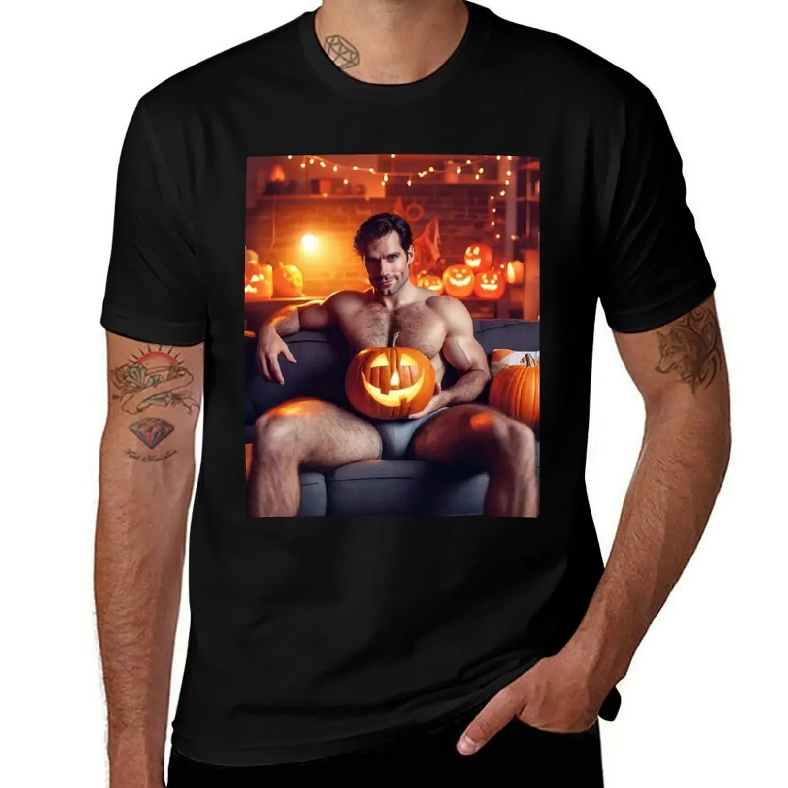 

Halloween horror design printed T-shirt, retro graphic personality, street trend, high-quality men's T-shirt for Halloween party