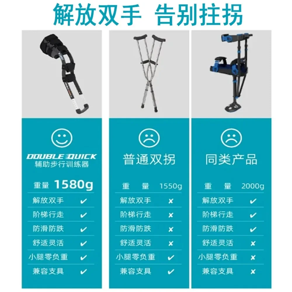 Canne Médicale Portable pour Entraînement à la Marche Assistée, Accessoire de Rééducation pour les Fractures du Mollet, en Titane