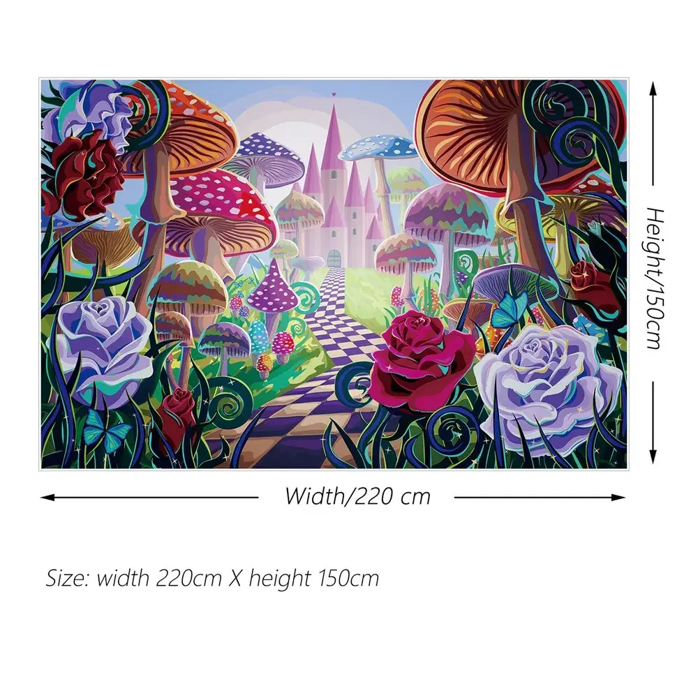 Фотозона на день рождения для девочек, фон для фотосъемки «Алиса в стране чудес», сказочный лес, Радужный цветок, знак, фотостена