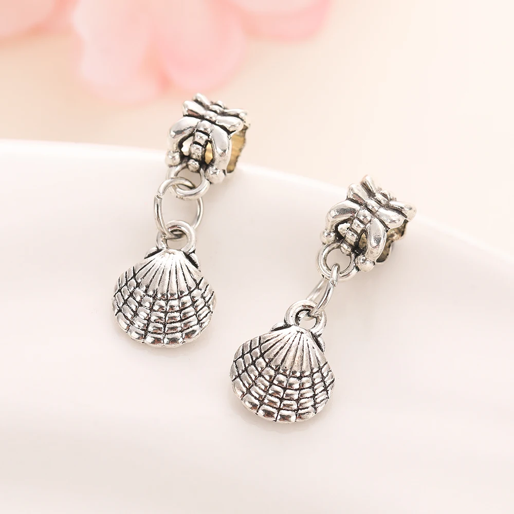2/5 Pcs European American Trendy Silver Plated Small Shell Charm Pendant fit Necklace Keychain Bracelet DIY Jewelry Acces