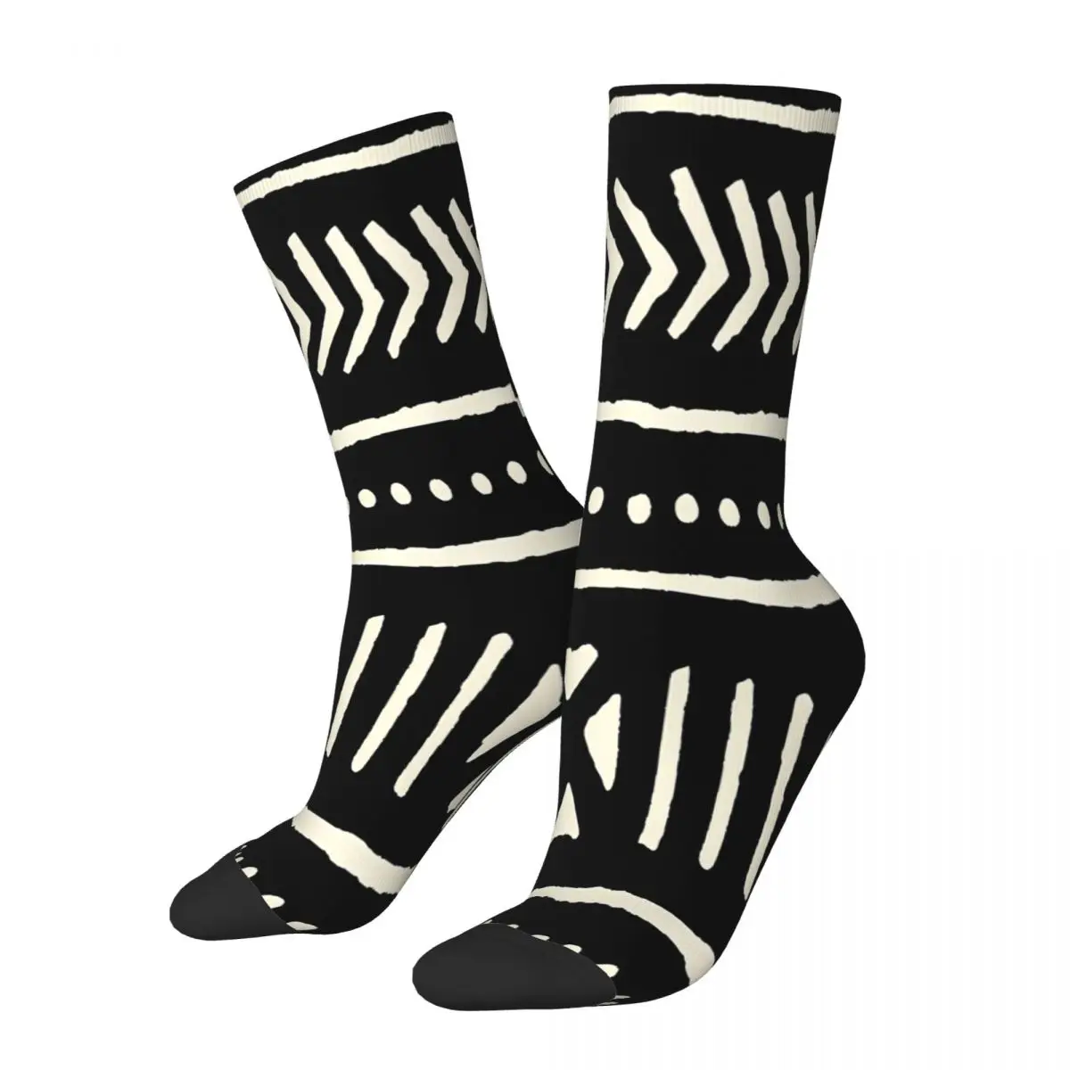 African Mud Cloth Black And White Socks Male Mens Women Winter Stockings Harajuku