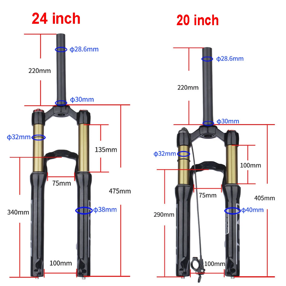 BOLANY 20inch/24inch air suspension mtb Straight Manual/Remote Shock  Absorber Rear Corolla Structure Design for Student‘s Bike