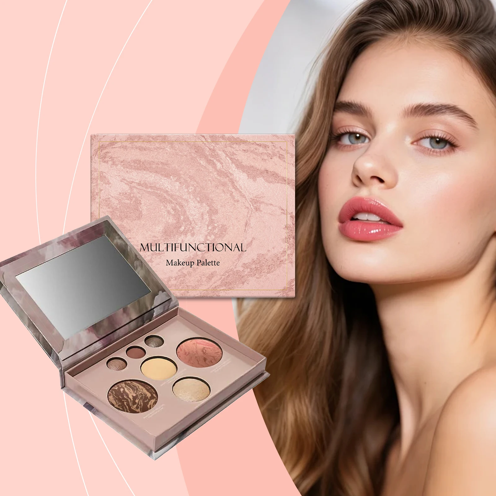 Long-lasting Multifunctional Makeup Palette Eyeshadow Contour Blush Highlighter All-in-One Portable Everyday Makeup Palette