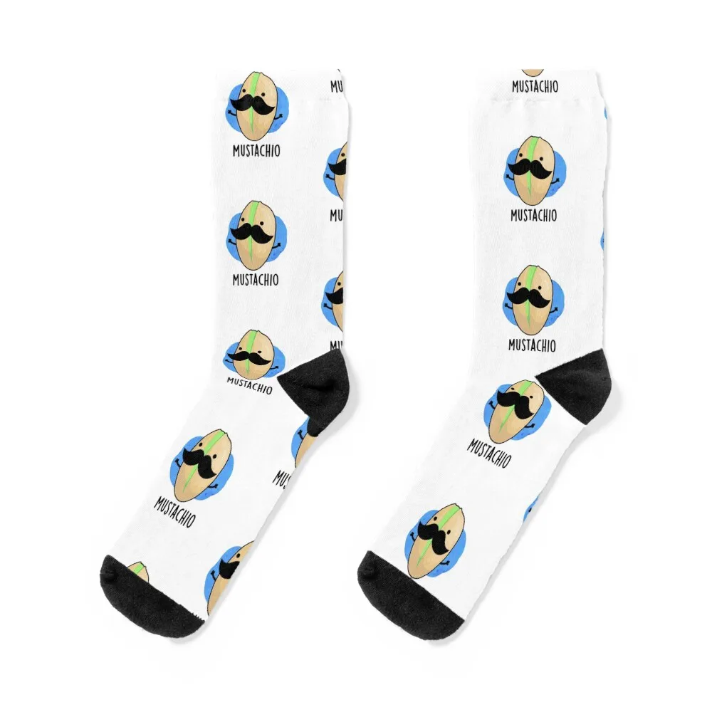 

Mustachio Mustache Funny Pistachio Puns Socks Hiking boots floor gym custom sports Socks Male Women's