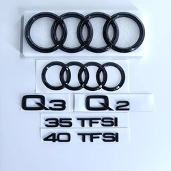 AUDI Q2 Q3 4Ring logo ABS Black Car Hood Front Grill Emblem Rear Trunk Badge Sticker Q3 Q2 Sticker Quarrto 35TFSI 40TFSI Emblem