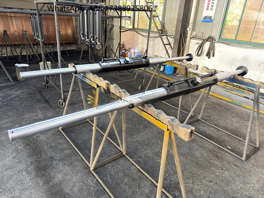 Precision Double Rod Telescopic Cylinder Double Acting Hydraulic RAM Hard Chrome Plated Steel