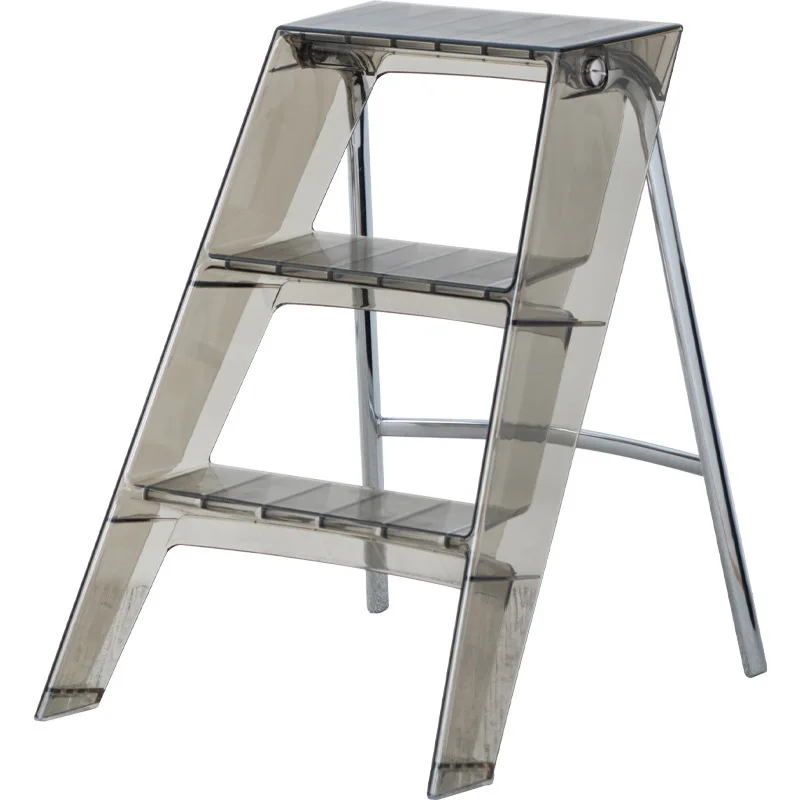 

Multifunctional household ladder folding Nordic indoor flower stand herringbone ladder three-step transparent acrylic