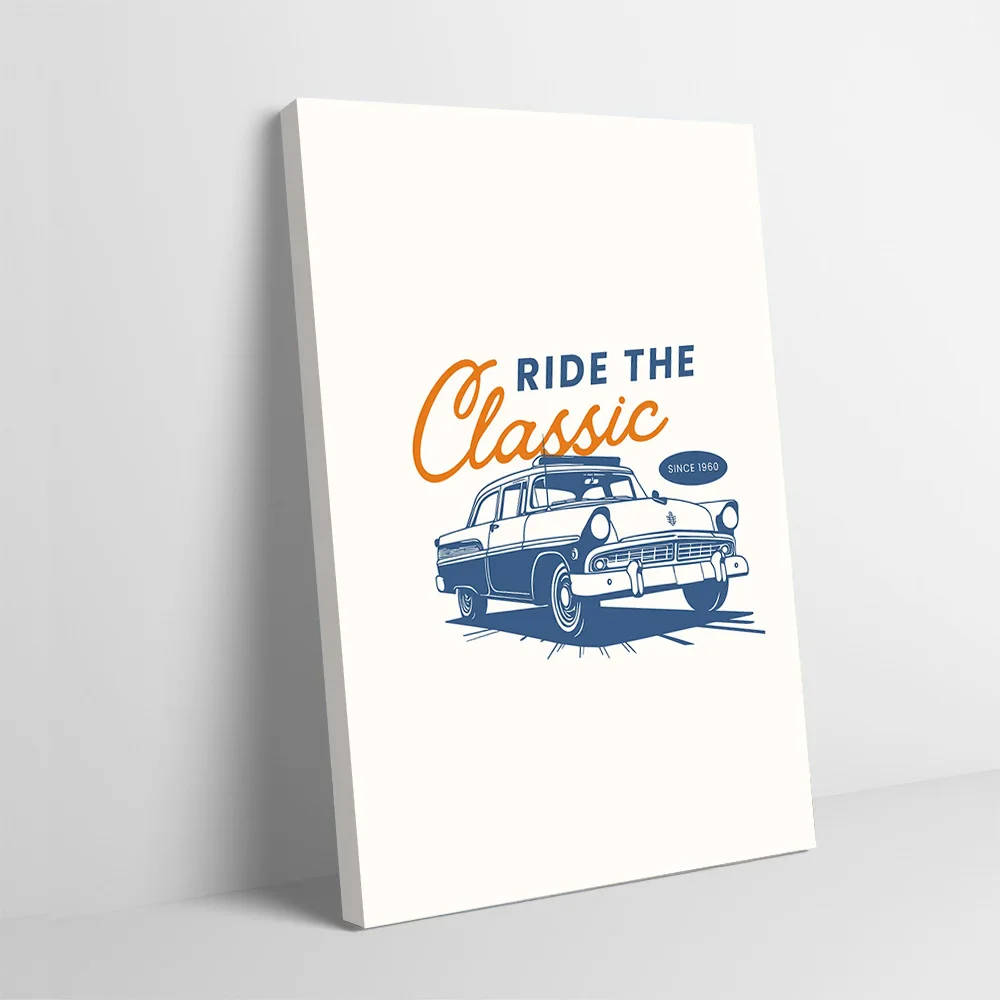 Ride the Classic Car Printing Poster Custom Pictures Wall Art Canvas Painting Gift for Decoration Living Room Home Decor Mural