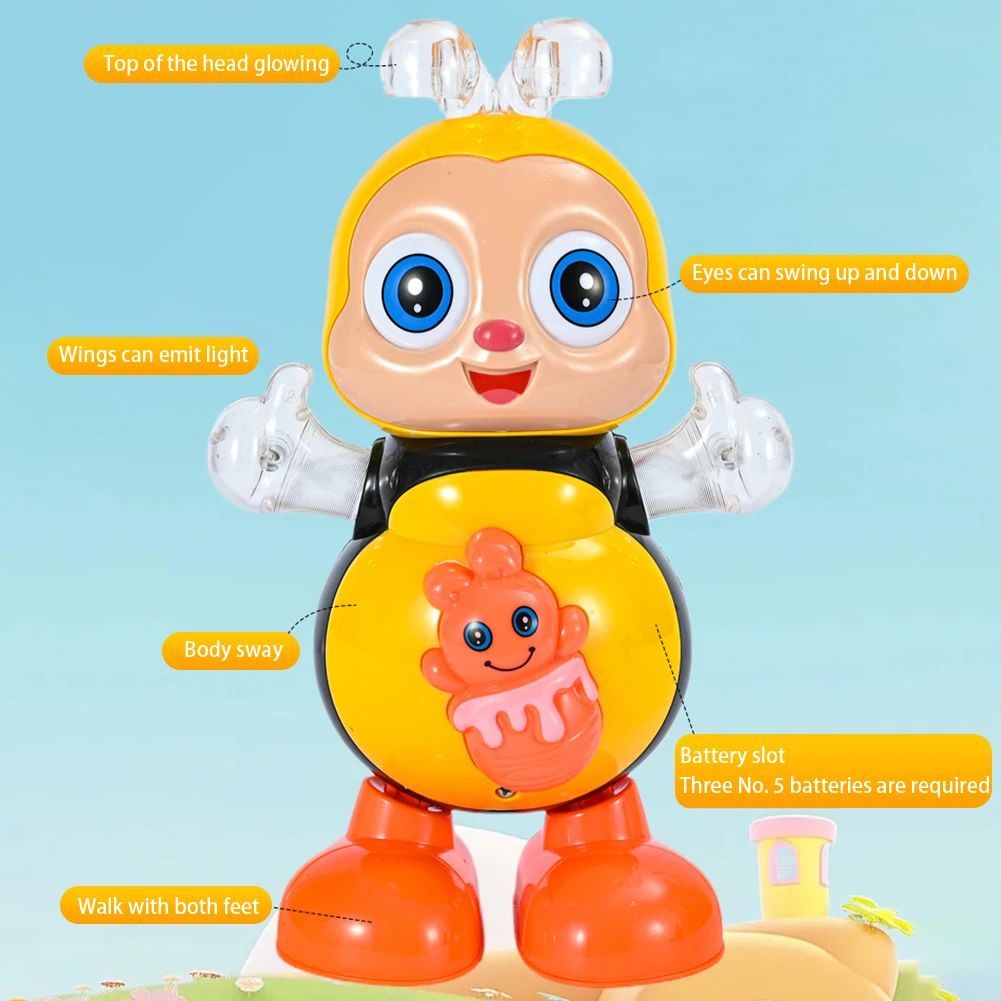 Juguete Vocal de abeja de dibujos animados, juguetes eléctricos con sonido, iluminación Flash, cantar, bailar para niñas, niños, mascotas electrónicas, juguetes musicales, regalos
