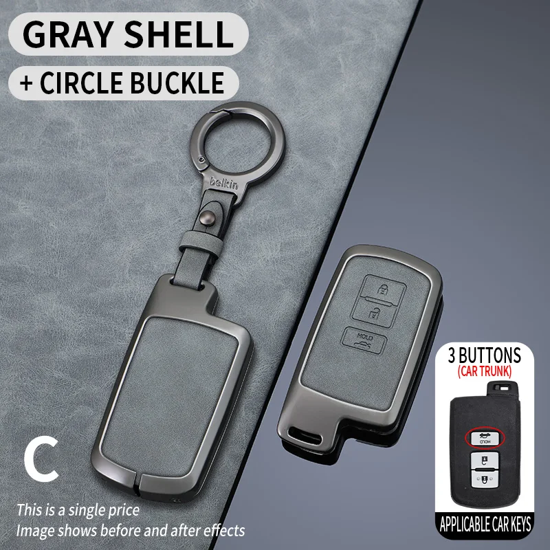 Car Zinc Alloy Leather Key Case Cover Holder For Toyota Prius Plus Auris Avalon Verso Rav 4 Corolla Yaris Hybrid Accessories