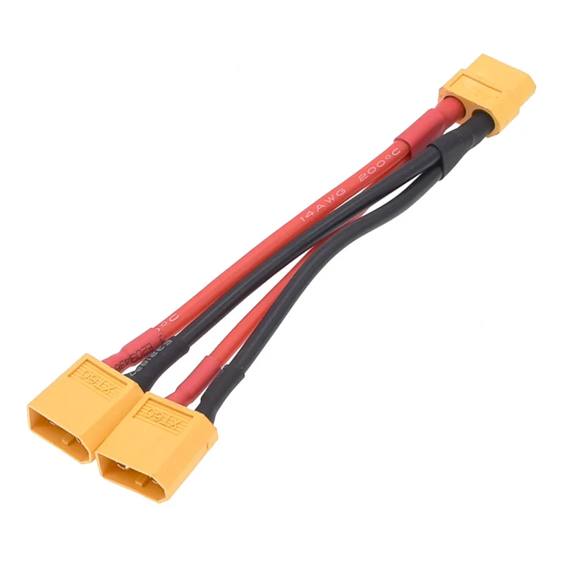 5PCS XT60 Parallel Battery Connector Male/Female Cable Dual Extension and Splitter/ 3-Way 14AWG Silicone Wire for RC Battery Mot