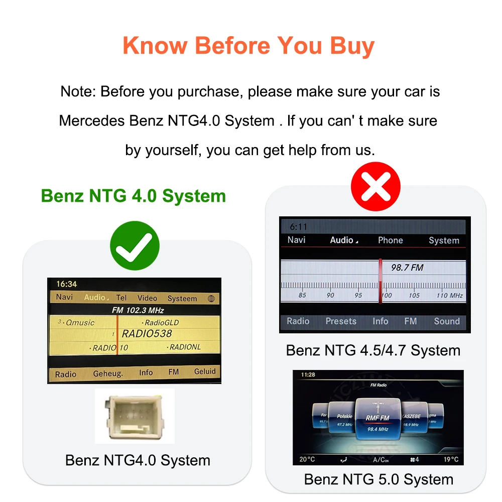 Bonroad Wireless Carplay Android Auto OEM Bildschirm-Upgrade-Schnittstelle für Mercedes Benz GLK X204 C-Klasse W204 NTG 4.5 System Airplay Autolink Modul