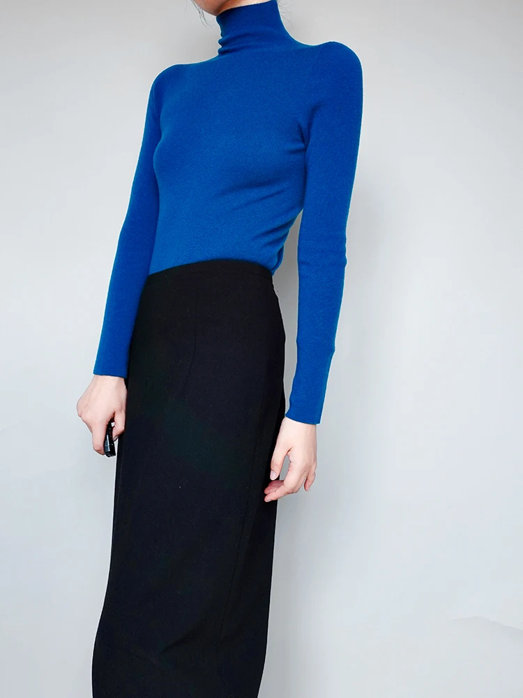 

Женская модная трикотажная водолазка Yans Sl с высоким воротником, облегающая, с длинным рукавом, с добавлением шерсти, для повседневной носки, цветная