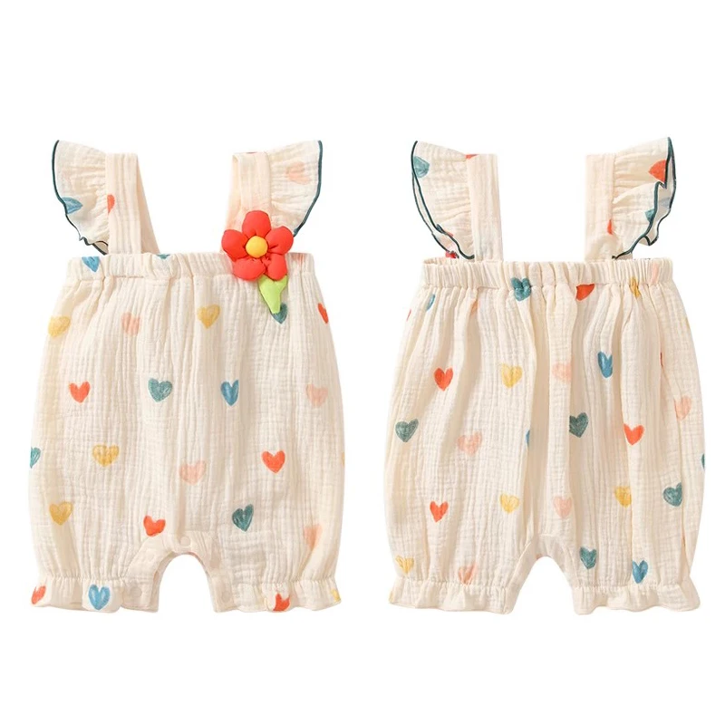 0-2 years old baby clothes summer suspender jumpsuit baby girl super cute full moon hundred days summer thin pure cotton princes