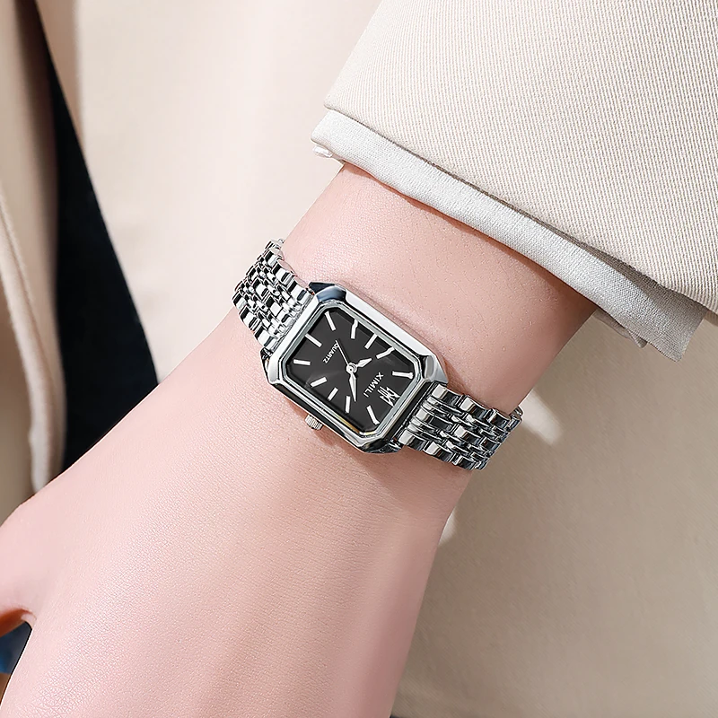 Foreign trade new light luxury steel belt women\'s watch female students fashion simple square quartz watch wholesale