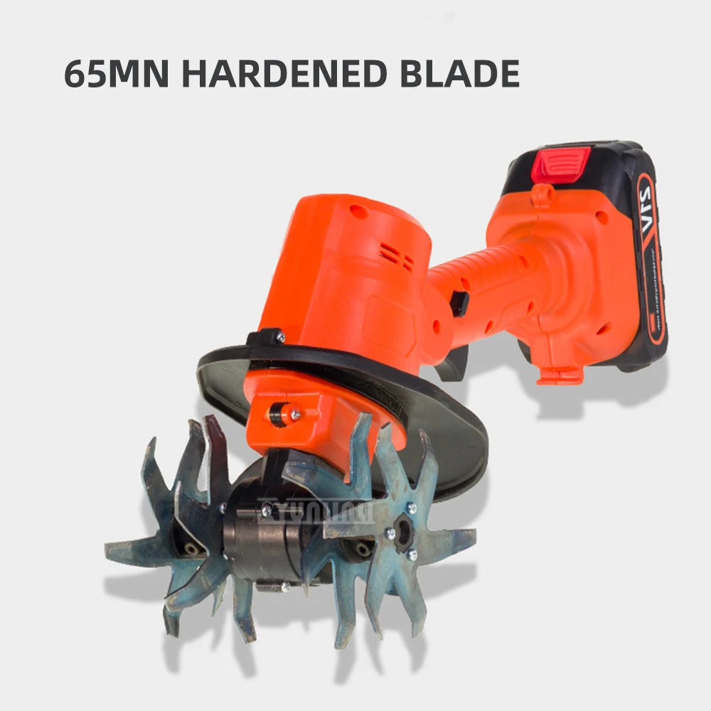 Lithium Battery Mini Tiller,Small Cultivator Weeding Soil Loosening,  Home Electric Hoe Rotary Tiller