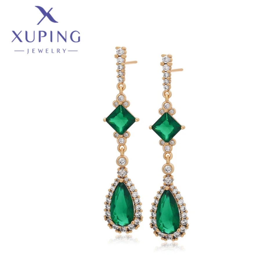 Xuping Jewelry Fashion Cubic Zirconia Gold Color Piering Hang Earrings for Women Schoolgirl Christmas Party Gifts X000865761