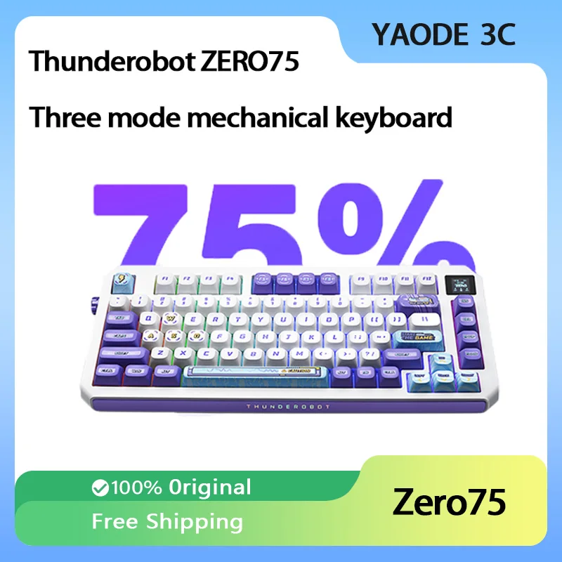 

Thunderobot ZERO75 Mechanical Keyboard Tri-mode Bluetooth Smart Screen RGB Hot Swap Gasket Customized Gaming Keyboard Office