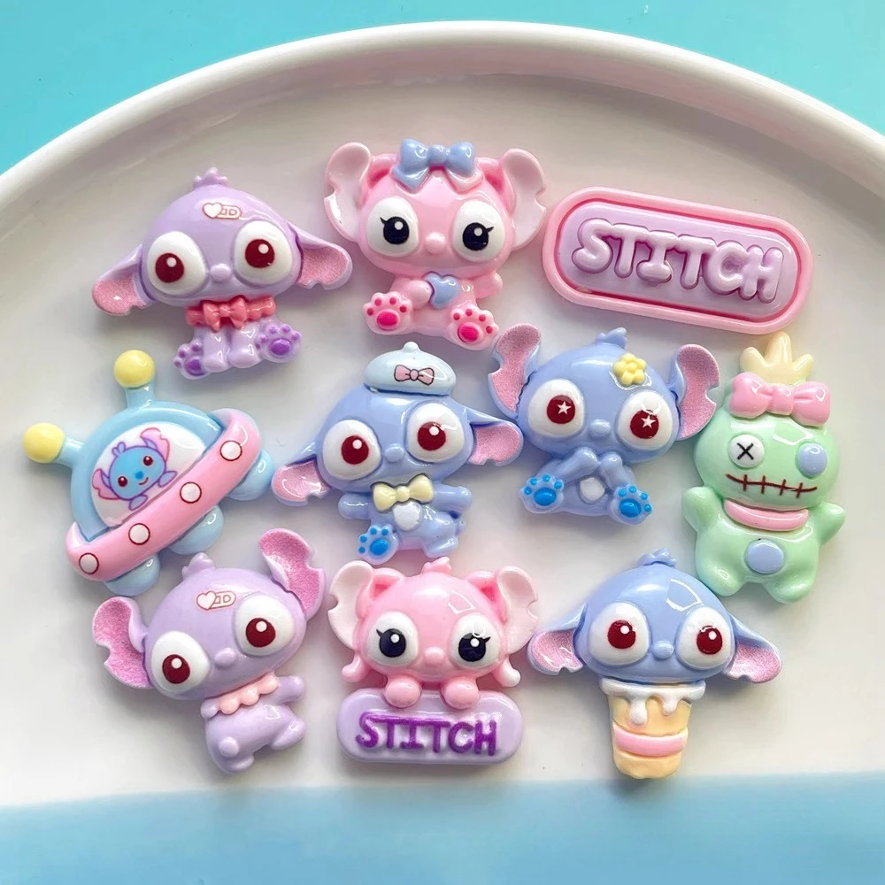 

MINISO Pink Theme Stitch & Angel Cartoon Shoes Charms For DIY Resin Shoe Decoration Sandals Slippers Removable Party Gifts