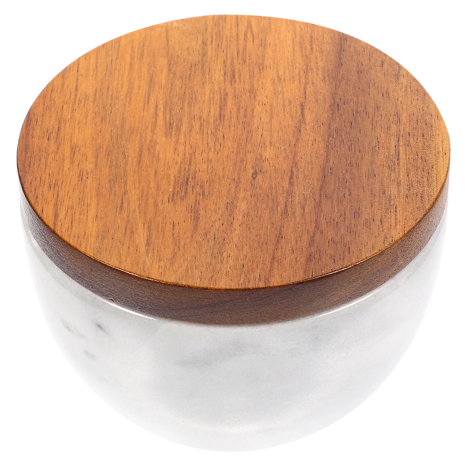 

Seasoning Jar Marble Pattern Ceramic Wood Lid Kitchen Salt Container Large Capacity Decorative Spice Storage Household Condiment