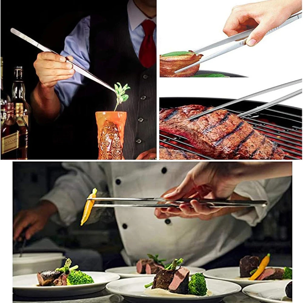 20 سنتيمتر/30 سنتيمتر المنزل الطبية حديقة المطبخ شواء أداة طويلة الشواء ملقط طعام الفولاذ المقاوم للصدأ مستقيم الملقط مسننة الملقط