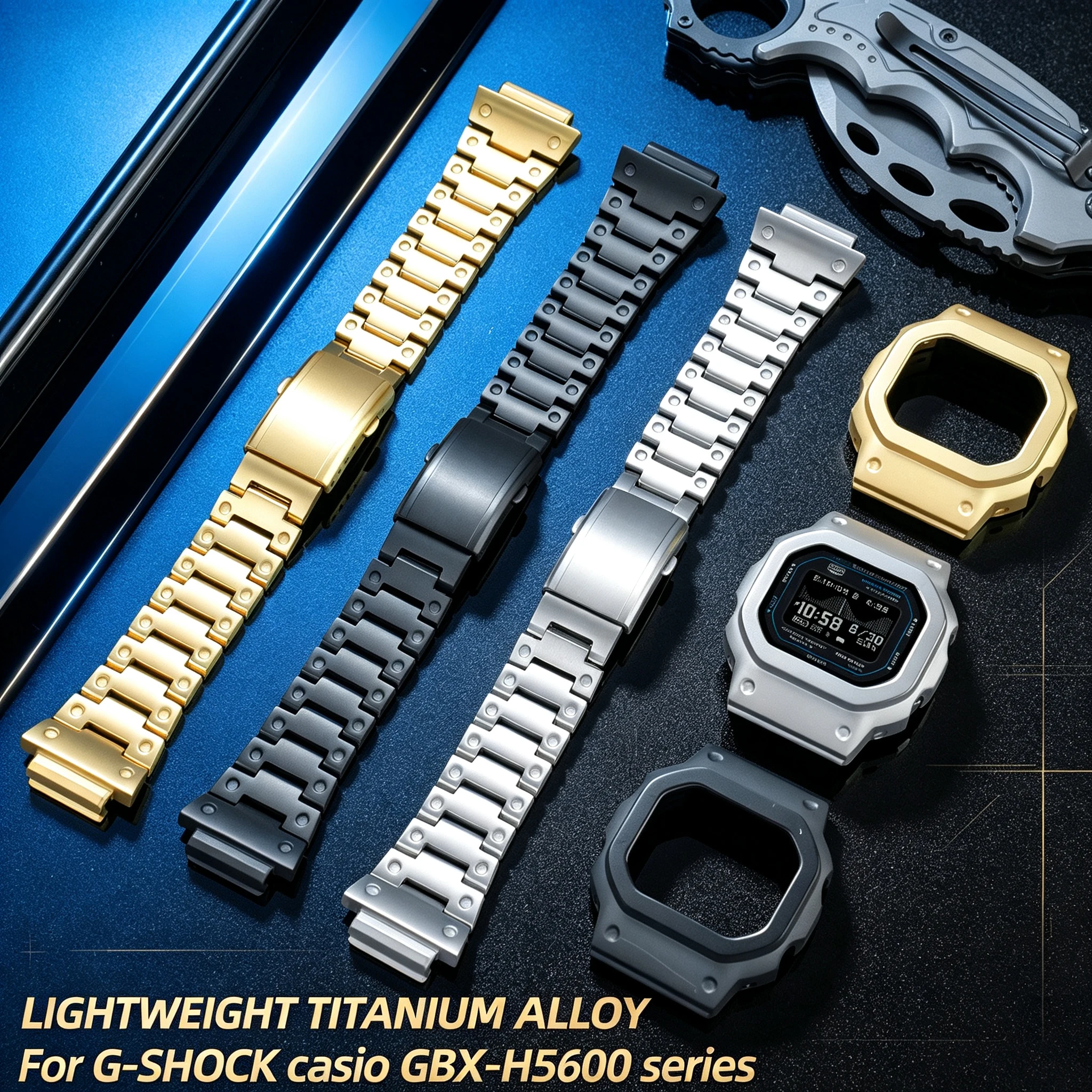 For Casio GBX‑H5600 G‑SHOCK Watch Mod Kit Ultralight Titanium Alloy Case Strap Shell Metal Bracelet Modified Replacement Parts