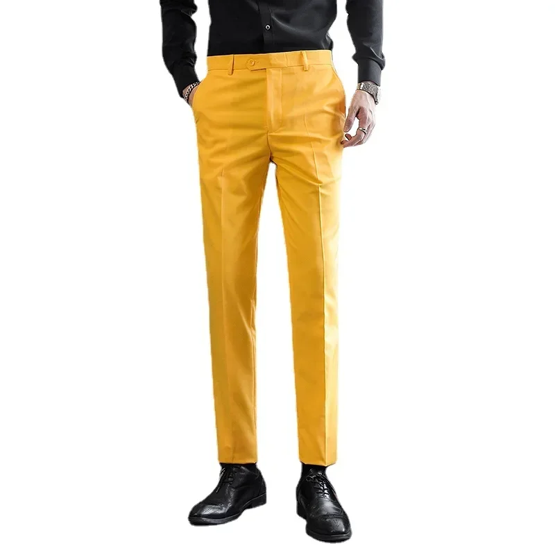Królewskie niebieskie męskie spodnie garniturowe, biznesowe spodnie biurowe, białe czarne czerwone spodnie Pantalones Hombre Wedding Party Dress Pant, rozmiar azjatycki