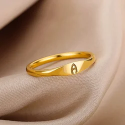 Anillos con letras de pequeña inicial para mujer, anillo de acero inoxidable con A-Z, joyería de boda, regalo