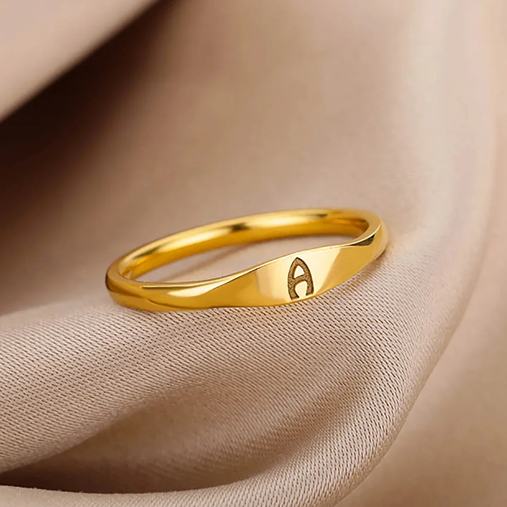 Małe pierścionki z początkowymi literami dla kobiet moda A-Z list palec pierścionek ze stali nierdzewnej estetyczna biżuteria ślubna prezent bijoux femme