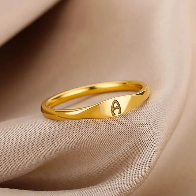 Małe pierścionki z początkowymi literami dla kobiet moda A-Z list palec pierścionek ze stali nierdzewnej estetyczna biżuteria ślubna prezent bijoux femme