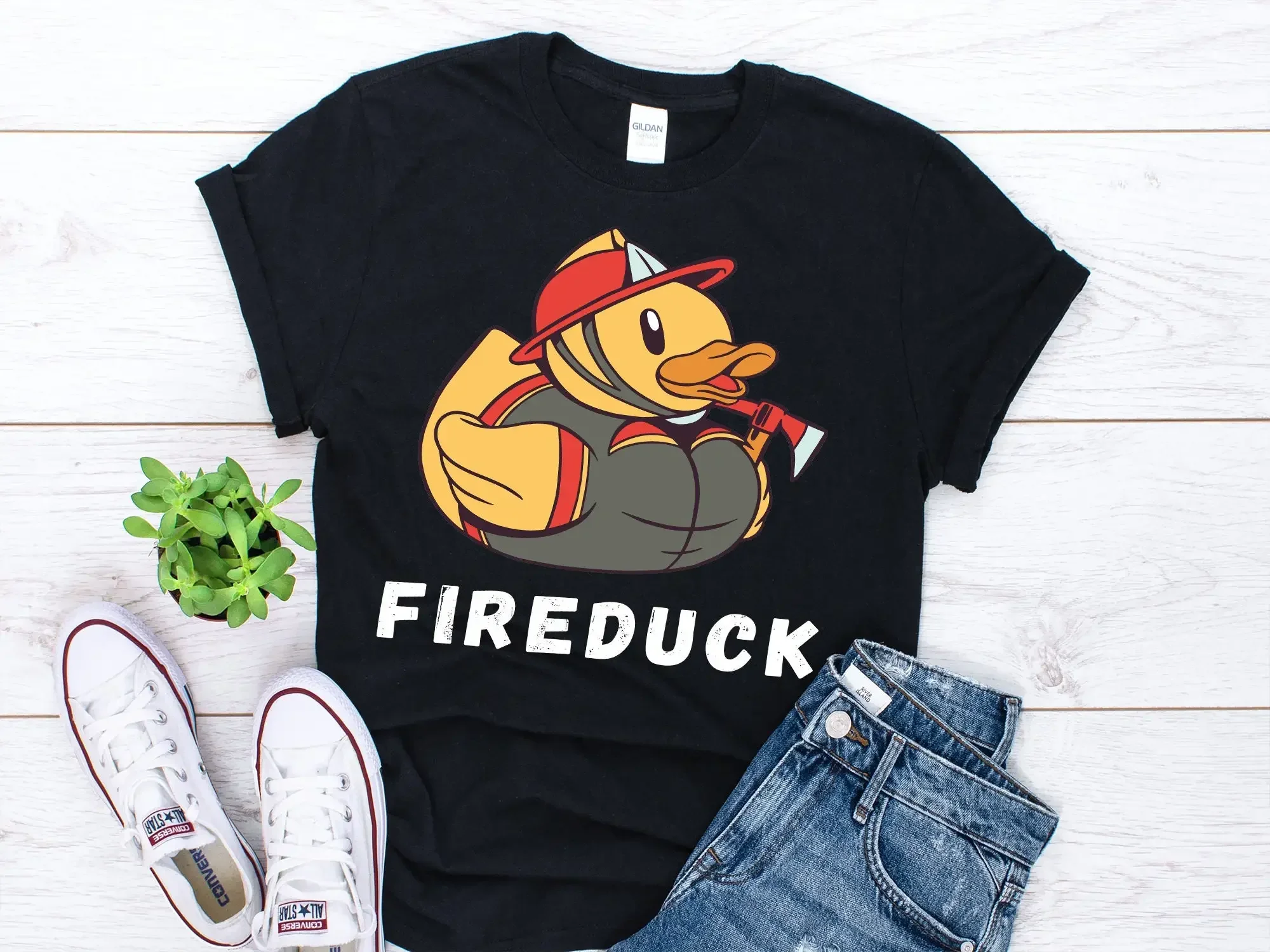 Fire Duck Shirt, Funny Fire Fighter Tshirt,Firefighter Shirt, Fireman Gifts, Funny Fireman Gifts
