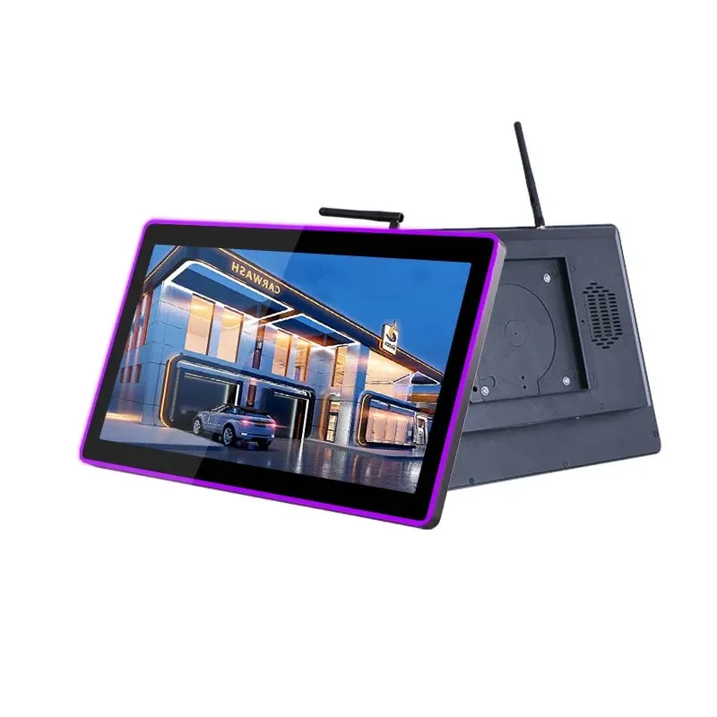 Wall mount 15.6 inch metal all in one Android 11 meeting room booking tablet with 4 side LED light bar