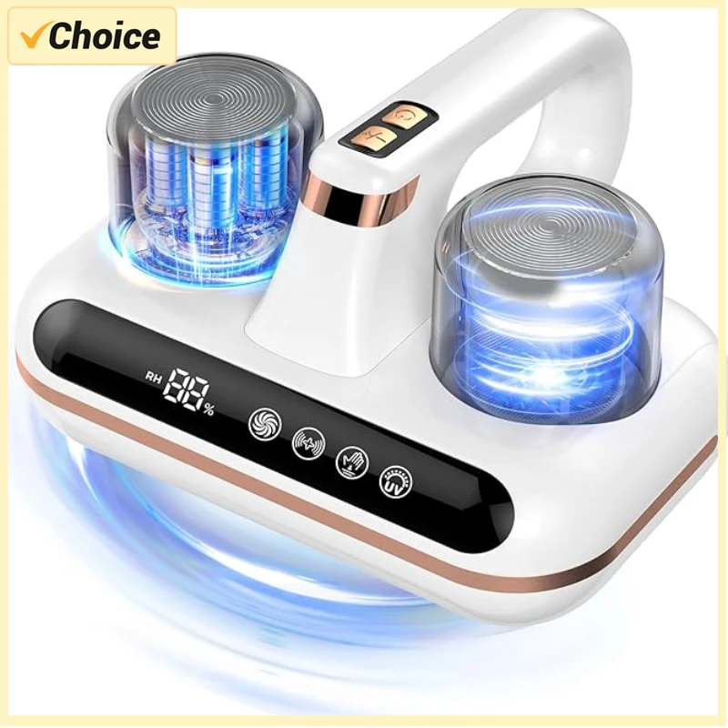 10Kpa Bed Mite Vacuum Cleaner 5-in-1 Cordless UV-C Light Ultrasonic Technology Strong Suction Low Noise for Dust Pet Hair