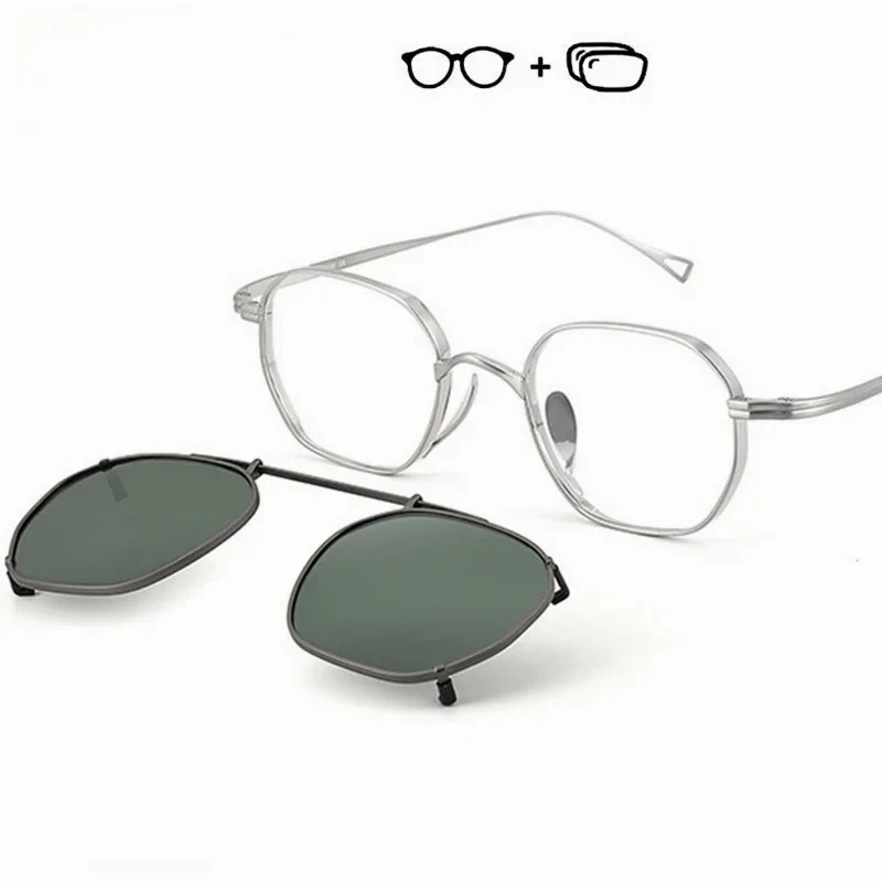 Очки по рецепту OLLYMURS с поляризационным зажимом, новинка 2025, оправа для очков из чистого титана с асферической линзой с защитой от радиации UV400