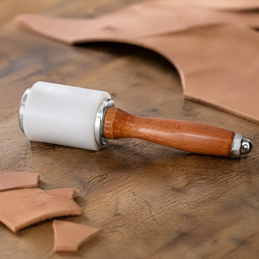 Leather Nylon Head Carving Mallet Wooden Handle Heavy Duty Leathercraft Hammer Ergonomic Grip Nylon Hammer For Leathercraft