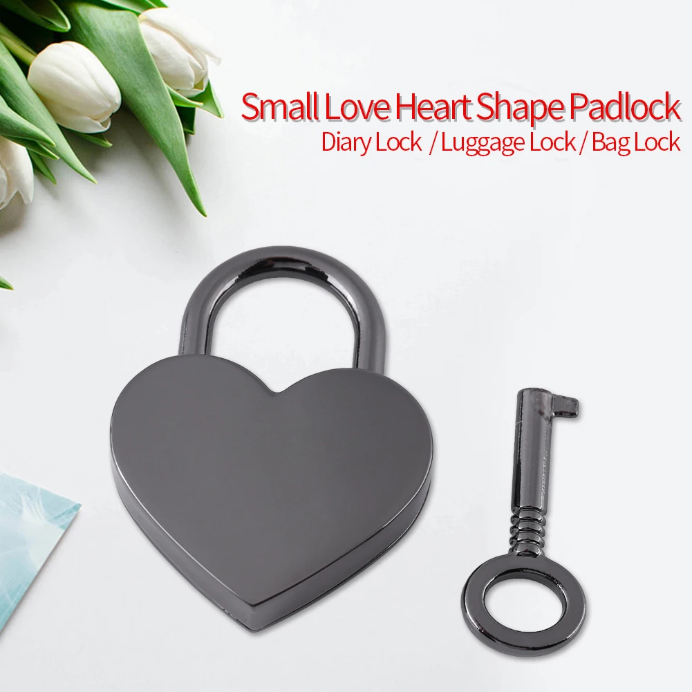 Small Love Heart Shape Padlock Tiny Luggage Bag Diary Lock Keys