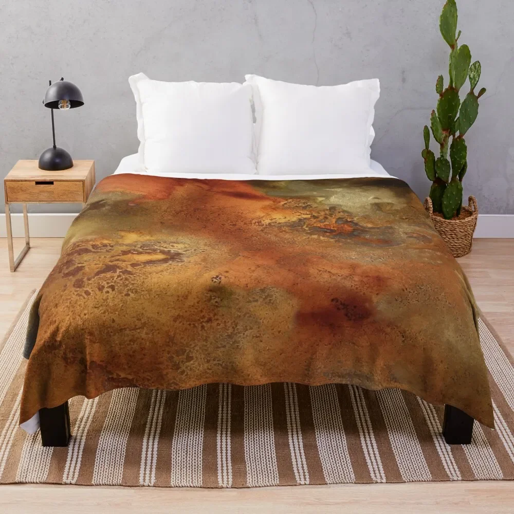 

Mars' In Gold, Bronze and Copper Throw Blanket Bed Fashionable Vintage Personalized Gift Blankets