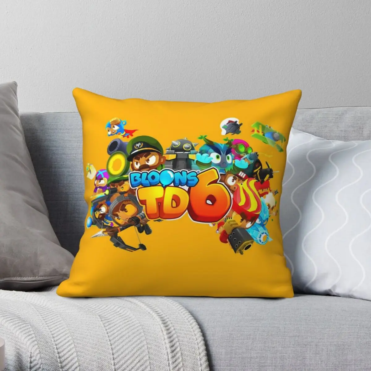 Bloons TD 6 Square Pillowcase Polyester Linen Velvet Pattern Zip Decorative Throw Pillow Case Home Cushion Cover 45x45