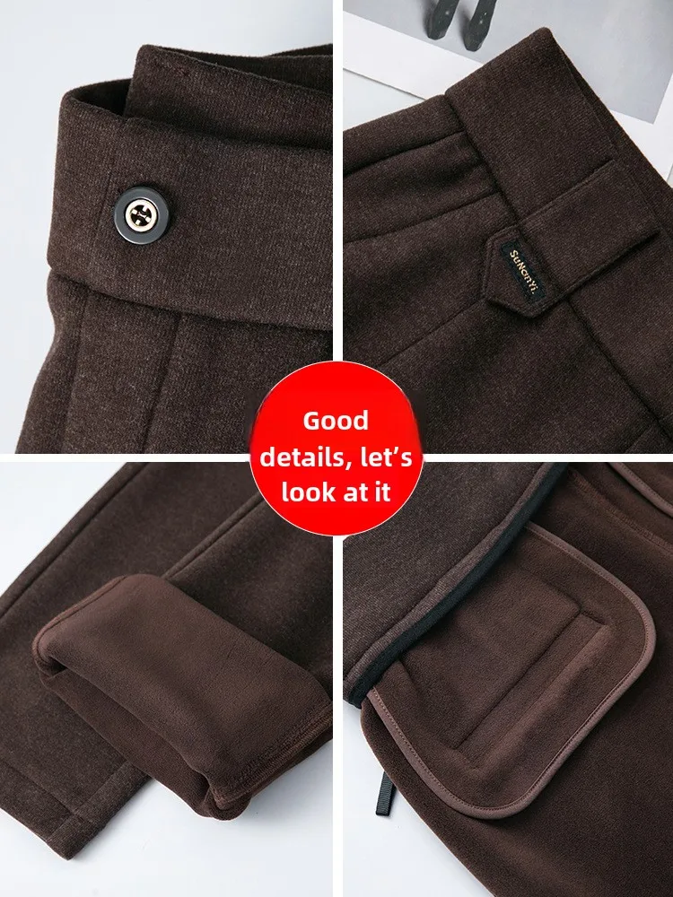 Thick and Warm Medium Stretch Pants for Women, High Waist Winter New Suit Pants for Office Work and Commuting