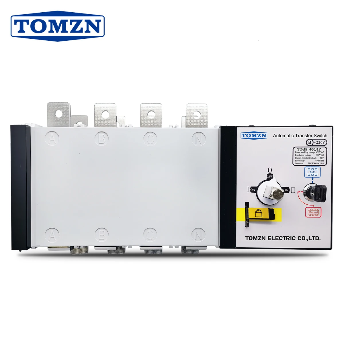 

TOMZN 4P high-current 400A ATS PC Automatic Transfer Switch Electrical Selector Switches 400VAC Auto or Manual 2 input 1 output