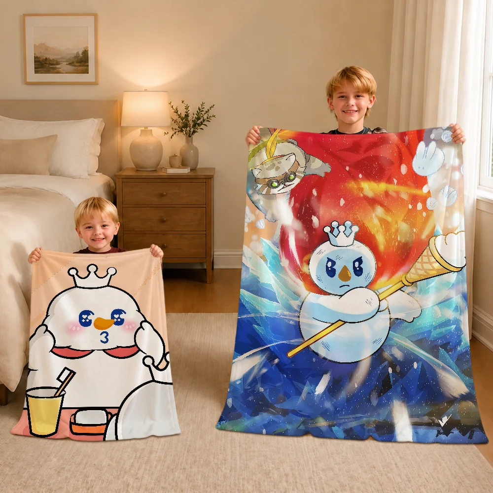 Cute Fun Art Mixue Ice Cream Tea Snow King Warm Soft Plush Blanket For Sofa Living Room Nap Home Bedroom Gift Flannel Pet Hogar
