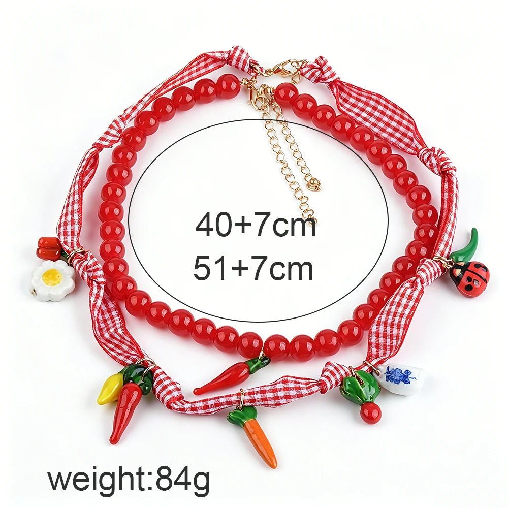 Fashion Y2K Red Beaded Choker  - đánh giá và giá Y2K Ethnic Fashion