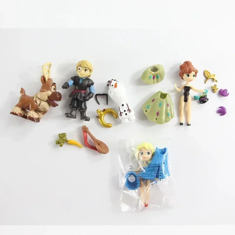5pcs/Set Frozen Princess Elsa Anna Olaf Sven Kristoff Action Figure Toys Assemblable Model Xmas Gift