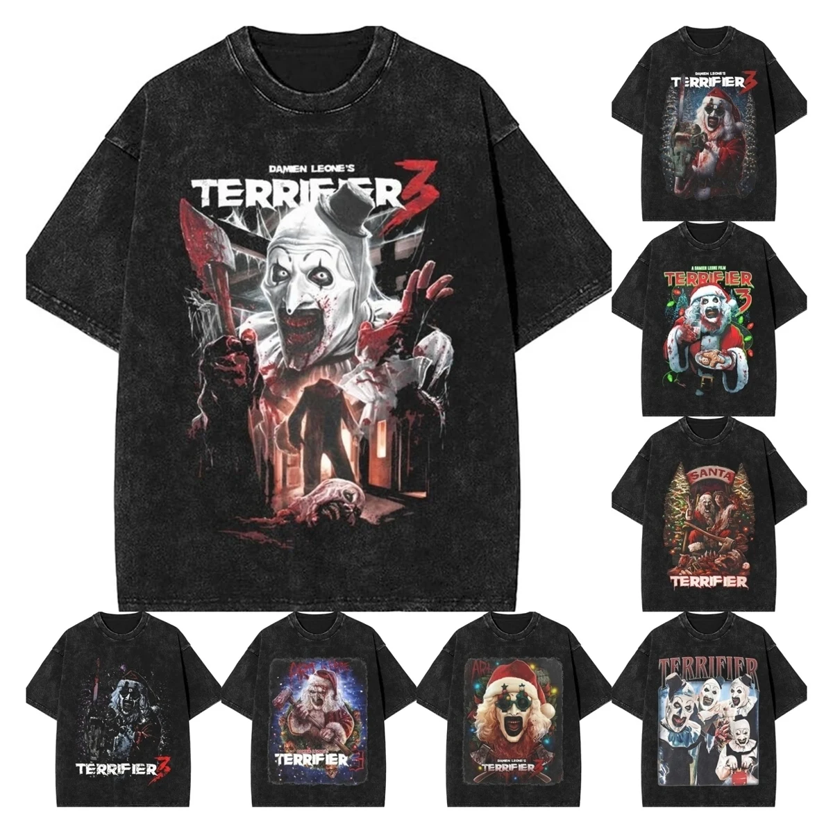 Fashion Terrifier 3 Art The Clown Christmas Horror Movie T Shirt Outfit Tee Shirt Men Women Harajuku T-shirt Clothing