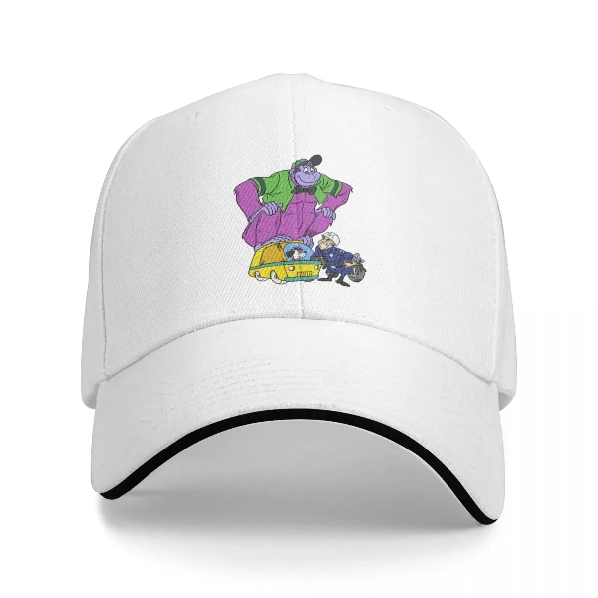 

70s Cartoon Grape Ape Giant Gorilla on Van with Beegle Beagle Getting a Ticket from a Cop Cap Baseball Cap golf Man hat Women's