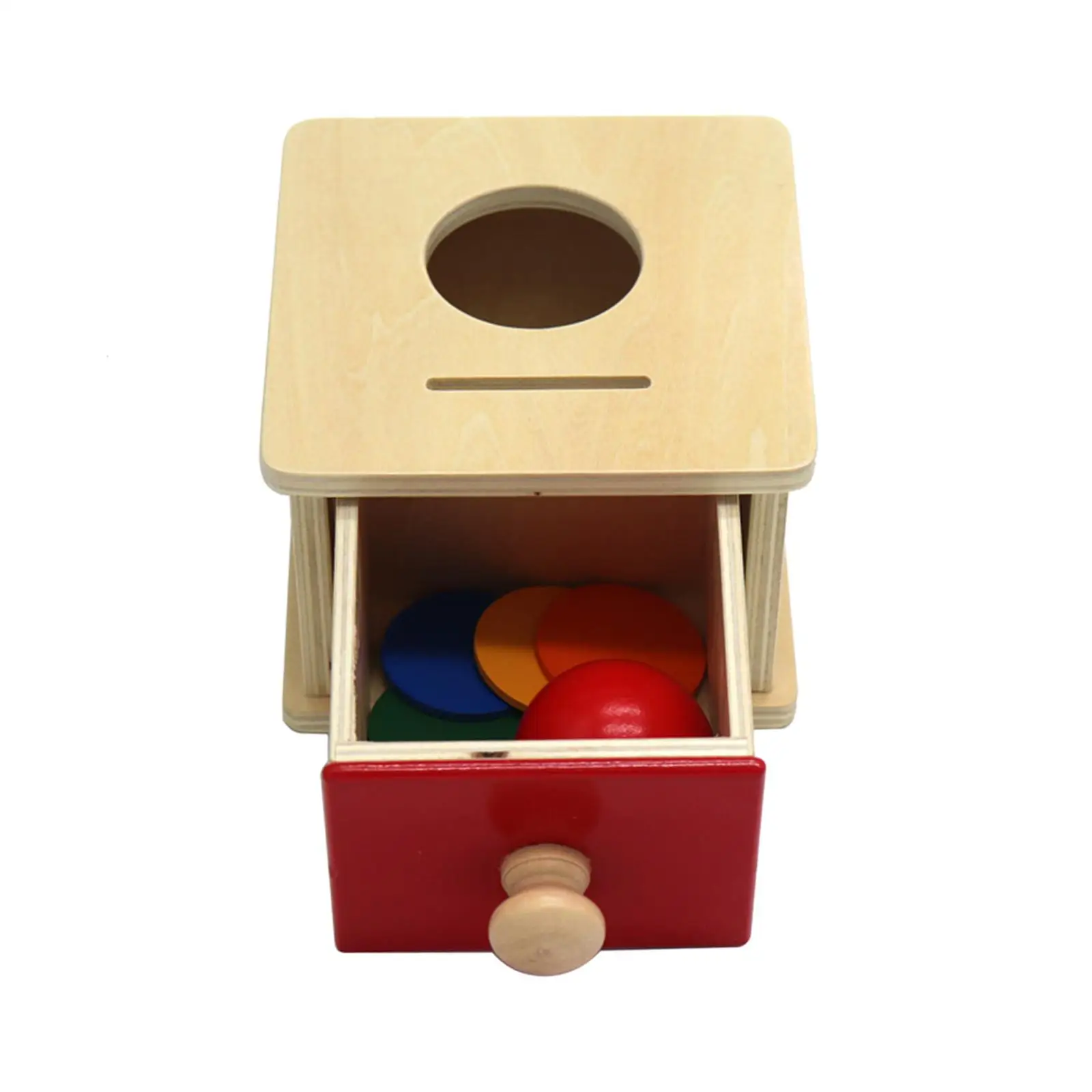 Montessori Ball Drop Box Onderwijs Hulpmiddelen Vroege Educatie Houten Puzzelkleur