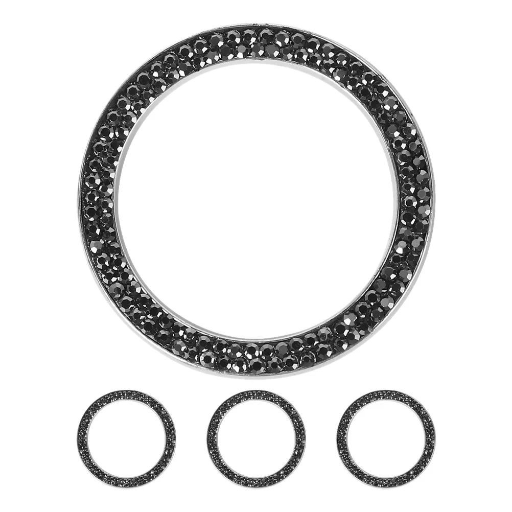 

4Pcs Dazzling Rhinestone Ignition Ring Stylish Car Bling Accessories Sparkling Engine Start Button Decoration Auto Bling Ring
