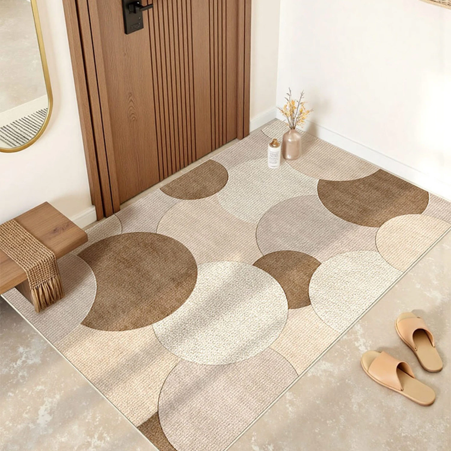 Geometric Pattern Wabi-sabi Entry Door Mat Japandi Welcome Rug Entrance Doormat Dirt Trapping Non-slip Carpet Tapis D'entrée 러그