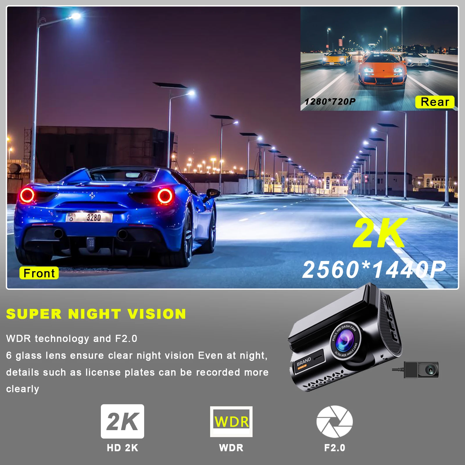 Cámara para Auto en Oferta, Ca - Dash Cam 2K Dual Lens reseña y precio