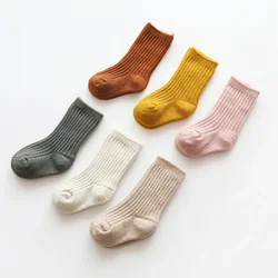 Spring Autumn Baby Socks Children's Elastic Colorful Simple Mid-tube Sock Cute Solid Color Pit Pattern Sock